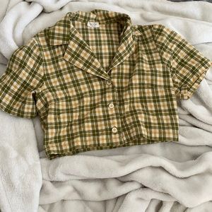 Cropped plaid button up